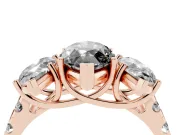 Marquise Three Stone Engagement Ring Setting for a Black Center | Accented Shoulders | Rose Gold