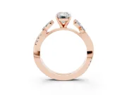Emerald Cut Diamond Floral Vine Solitaire Engagement Ring Set in Rose gold with Marquise Leaves