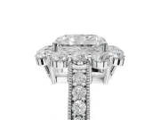 Radiant Cut Vintage Halo Engagement Ring Setting | Milgrain Channel Band | Platinum