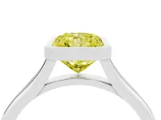 Fancy Yellow Bezel Set Radiant Cut Diamond Solitaire Ring Set in Silver with Tapered Band