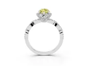 Marquise Milgrain Halo Engagement Ring Setting for a Fancy Yellow Lab-Grown Diamond | Graduated Shoulders | Platinum
