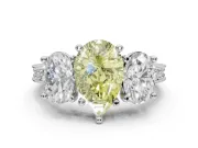 Pear-Shaped Vintage Three Stone Engagement Ring Setting for a Fancy Yellow Lab-Grown Diamond | White Gold