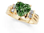 Heart-Shaped Bar-Set Engagement Ring Setting for a Fancy Green Lab-Grown Diamond | Yellow Gold