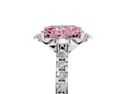 Radiant Cut Floral Petal Engagement Ring Setting for a Fancy Pink Lab-Grown Diamond | Petal Accents | Sterling Silver