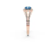 Cushion Cut Split Shank Halo Engagement Ring Setting for a Fancy Blue Lab-Grown Diamond | Rose Gold