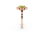 Emerald Cut Milgrain Cluster Halo Engagement Ring Setting for a Fancy Yellow Lab-Grown Diamond | Plain Band | Rose Gold