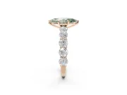 Marquise Side Stone Engagement Ring Setting for a Fancy Green Lab-Grown Diamond | Scalloped Prong Accents | Rose Gold