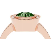 Round Milgrain Halo Engagement Ring Setting for a Fancy Green Lab-Grown Diamond | Pave Band | Rose Gold