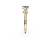 Round Pavé Solitaire Engagement Ring Setting for a Fancy Blue Lab-Grown Diamond | Crossover Gallery | Yellow Gold