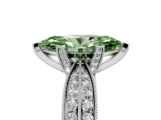 Marquise Milgrain Solitaire Engagement Ring Setting for a Fancy Green Lab-Grown Diamond | Platinum