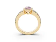 Marquise Halo Split Shank Engagement Ring Setting for a Fancy Pink Lab-Grown Diamond | Yellow Gold