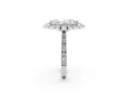 Marquise Cut Diamond Halo Milgrain Pavé Ring Set in Platinum with Prong Setting