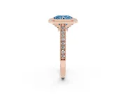 Radiant Cut Vintage Milgrain Halo Engagement Ring Setting for a Fancy Blue Lab-Grown Diamond | Bezel Head | Rose Gold