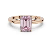 Emerald Cut Cathedral Solitaire Engagement Ring Setting for a Fancy Pink Lab-Grown Diamond | Open Shoulders | Rose Gold