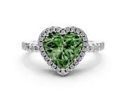 Heart-Shaped Pave Halo Engagement Ring Setting for a Fancy Green Lab-Grown Diamond | Platinum
