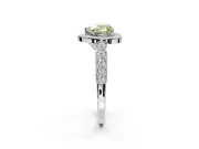Canary Yellow Heart-Shaped Lab-Grown Diamond Milgrain Halo Solitaire Ring Set in Platinum with Bezel Set Side Stones and Pavé Band