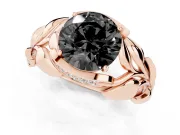Round Leaf Bypass Engagement Ring Setting for a Black Center | Pavé Leaf Accents | Rose Gold