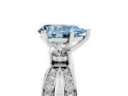 Fancy Blue Three-Stone Pear Cut Diamond Twist Band Ring Set in Silver with Pavé Accents and Prong Setting