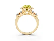 Round Floral Engagement Ring Setting for a Fancy Yellow Lab-Grown Diamond | Petal Frame and Side Stones | Yellow Gold