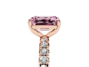 Emerald Cut Pavé Engagement Ring Setting for a Fancy Pink Lab-Grown Diamond | Rose Gold