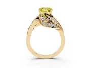 Fancy Yellow Princess Cut Diamond Solitaire Ring Set in Yellow gold with Layered Twist Pavé Band