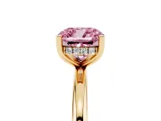 Cushion Cut Hidden Halo Engagement Ring Setting for a Fancy Pink Lab-Grown Diamond | Plain Band | Yellow Gold