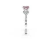 Cushion Cut Pavé Engagement Ring Setting for a Fancy Pink Lab-Grown Diamond | Crossover Gallery | Sterling Silver