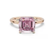 Asscher Cut Hidden Halo Ring Setting for a Fancy Pink Lab-Grown Diamond | Rose Gold