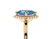 Princess Cut Halo Engagement Ring Setting for a Fancy Blue Lab-Grown Diamond | Plain Polished Band | Yellow Gold