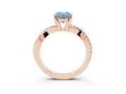 Oval Twist Engagement Ring Setting for a Fancy Blue Lab-Grown Diamond | Crossover Band | Rose Gold