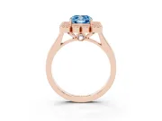 Cushion Cut Milgrain Cluster Halo Engagement Ring Setting for a Fancy Blue Lab-Grown Diamond | Plain Band | Rose Gold