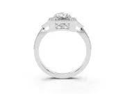 Radiant Cut Diamond Halo Engagement Ring Set in Platinum with Milgrain Pavé Band