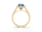 Princess Cut Halo Engagement Ring Setting for a Fancy Blue Lab-Grown Diamond | Pave Shoulders | Yellow Gold