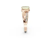 Asscher Cut Bypass Solitaire Engagement Ring Setting for a Fancy Yellow Lab-Grown Diamond | Pavé Strands | Rose Gold