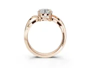 Round Bypass Solitaire Engagement Ring Setting | Pavé and Plain Strands | Rose Gold