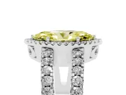 Fancy Yellow Marquise Cut Diamond Halo Ring Set in Silver with Pavé Split Shank and Prong Setting