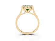 Emerald Cut Claw Corner Halo Engagement Ring Setting for a Fancy Green Lab-Grown Diamond | Slim Plain Band | Yellow Gold