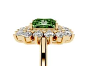 Princess Cut Floral Double Halo Engagement Ring Setting for a Fancy Green Lab-Grown Diamond | Plain Band | Yellow Gold