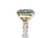 Radiant Cut Pavé Engagement Ring Setting for a Fancy Green Lab-Grown Diamond | Alternating Accents | Yellow Gold