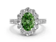 Oval Vintage Halo Engagement Ring Setting for a Fancy Green Lab-Grown Diamond | Platinum