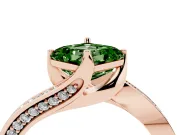 Fancy Green Asscher Cut Diamond Solitaire Ring Set in Rose gold with Intertwined Pavé Twist Band