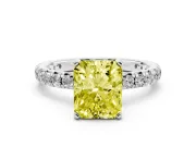 Radiant Cut Pavé Solitaire Engagement Ring Setting for a Fancy Yellow Lab-Grown Diamond | Sterling Silver