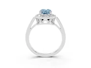 Oval Halo Engagement Ring Setting for a Fancy Blue Lab-Grown Diamond | Polished Halo Rim | White Gold