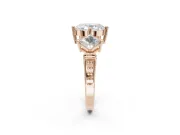Oval Three Stone Engagement Ring Setting | On-Point Princess Side Stones | Rose Gold