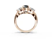 Fancy Black Marquise Lab-Grown Diamond Three-Stone Ring Set in Rose Gold with Channel-Set Band and Prong Setting