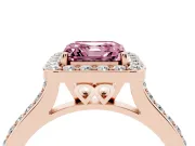 Asscher Cut Halo Engagement Ring Setting for a Fancy Pink Lab-Grown Diamond | Rose Gold - Design NV-24729