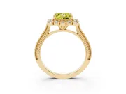 Princess Cut Scalloped Halo Engagement Ring Setting for a Fancy Yellow Lab-Grown Diamond | Milgrain Edges | Yellow Gold