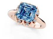 Asscher Cut Petal Halo Engagement Ring Setting for a Fancy Blue Lab-Grown Diamond | Rose Gold