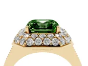 Asscher Cut Pave Halo Engagement Ring Setting for a Fancy Green Lab-Grown Diamond | Slim Plain Band | Yellow Gold