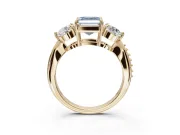 Asscher Cut Three Stone Engagement Ring Setting for a Fancy Blue Lab-Grown Diamond | Tapered Pave Band | Yellow Gold